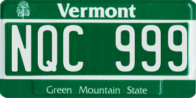 VT license plate NQC999