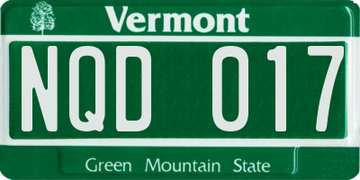 VT license plate NQD017