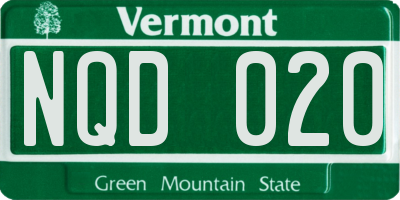 VT license plate NQD020
