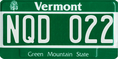 VT license plate NQD022