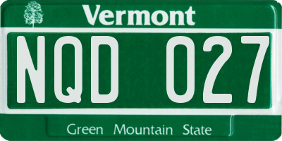 VT license plate NQD027