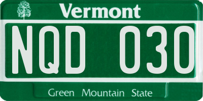 VT license plate NQD030