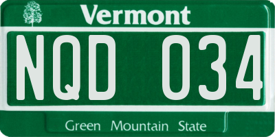 VT license plate NQD034