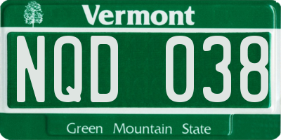 VT license plate NQD038