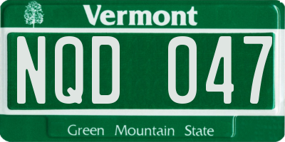 VT license plate NQD047