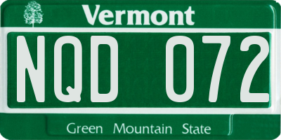 VT license plate NQD072