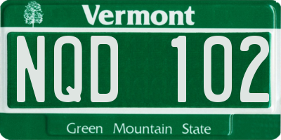 VT license plate NQD102