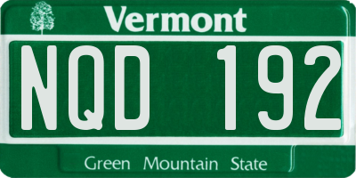 VT license plate NQD192