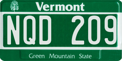 VT license plate NQD209
