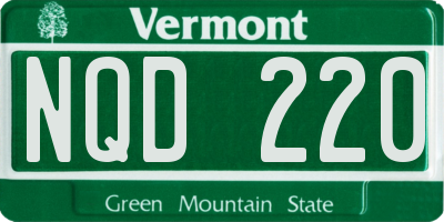 VT license plate NQD220