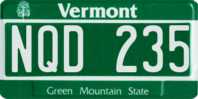 VT license plate NQD235