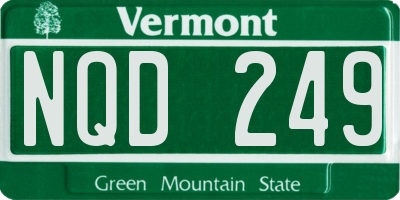 VT license plate NQD249