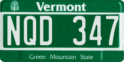 VT license plate NQD347
