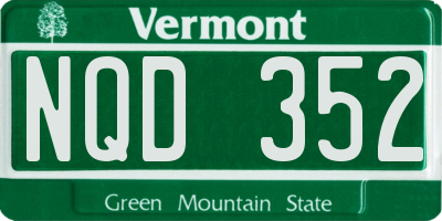 VT license plate NQD352