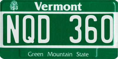 VT license plate NQD360