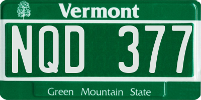 VT license plate NQD377