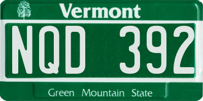 VT license plate NQD392