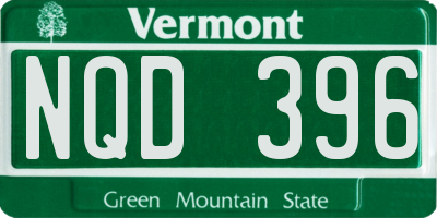 VT license plate NQD396