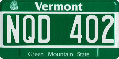 VT license plate NQD402