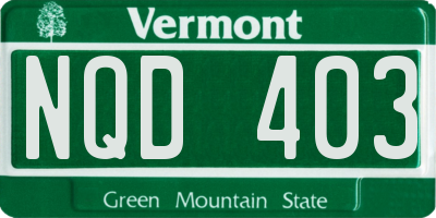 VT license plate NQD403