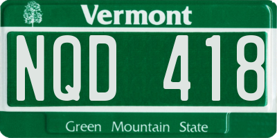 VT license plate NQD418