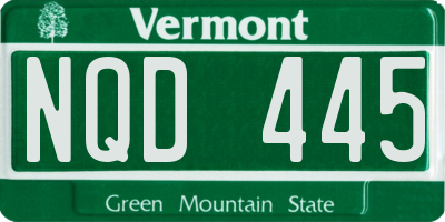 VT license plate NQD445