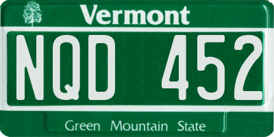 VT license plate NQD452