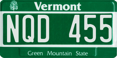 VT license plate NQD455