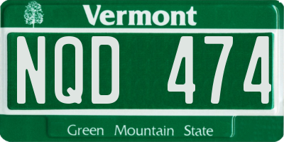 VT license plate NQD474