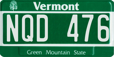 VT license plate NQD476