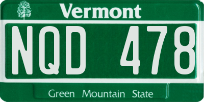 VT license plate NQD478