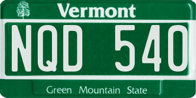 VT license plate NQD540