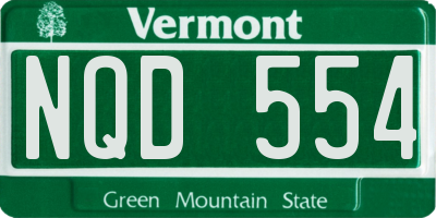 VT license plate NQD554