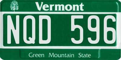 VT license plate NQD596