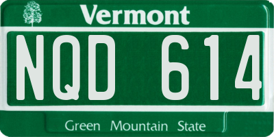 VT license plate NQD614