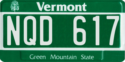 VT license plate NQD617