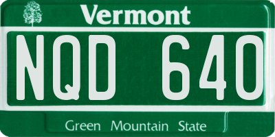 VT license plate NQD640