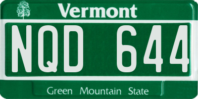 VT license plate NQD644
