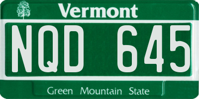 VT license plate NQD645