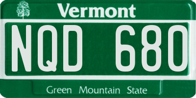 VT license plate NQD680