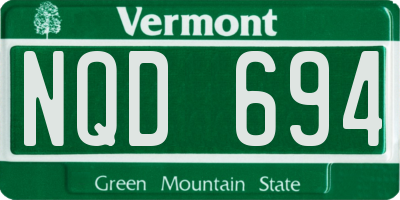 VT license plate NQD694