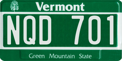 VT license plate NQD701