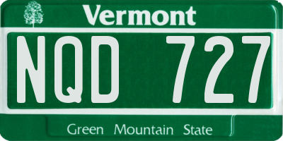 VT license plate NQD727