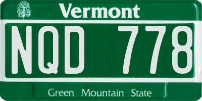 VT license plate NQD778