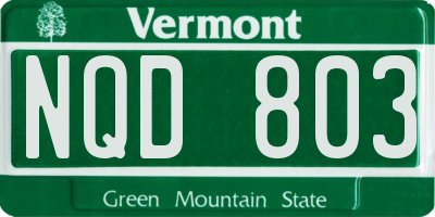 VT license plate NQD803