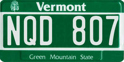VT license plate NQD807