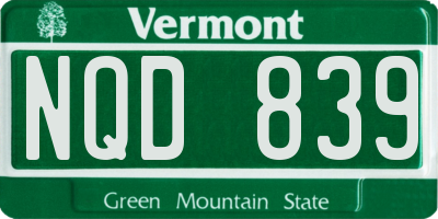 VT license plate NQD839