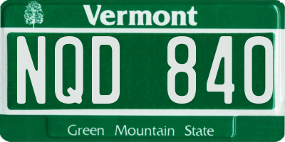 VT license plate NQD840
