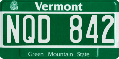 VT license plate NQD842
