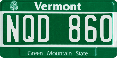 VT license plate NQD860